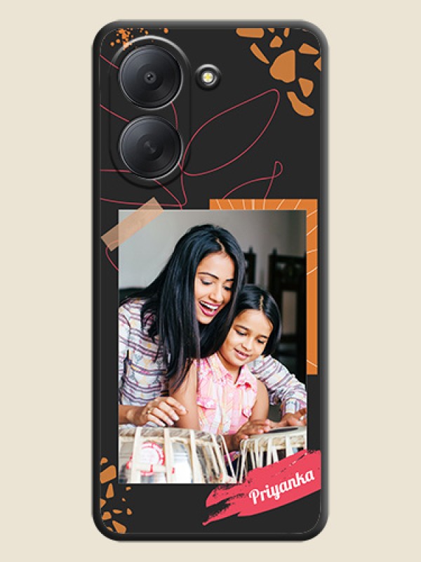 Orange Photo Frame On Space Black Custom Soft Matte Mobile Back Cover - Poco C81x