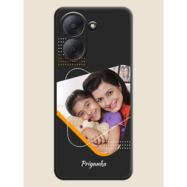 Yellow Triangle on Photo On Space Black Custom Soft Matte Mobile Back Cover - Poco C81x
