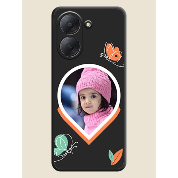 Upload Pic With Simple Butterly Design On Space Black Custom Soft Matte Mobile Back Cover - Poco C81x Upload Pic With Simple Butterly Design On Space Black Custom Soft Matte Mobile Back Cover - Poco C81x
