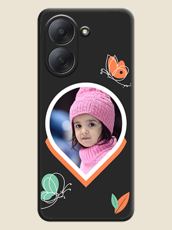 Upload Pic With Simple Butterly Design On Space Black Custom Soft Matte Mobile Back Cover - Poco C81x