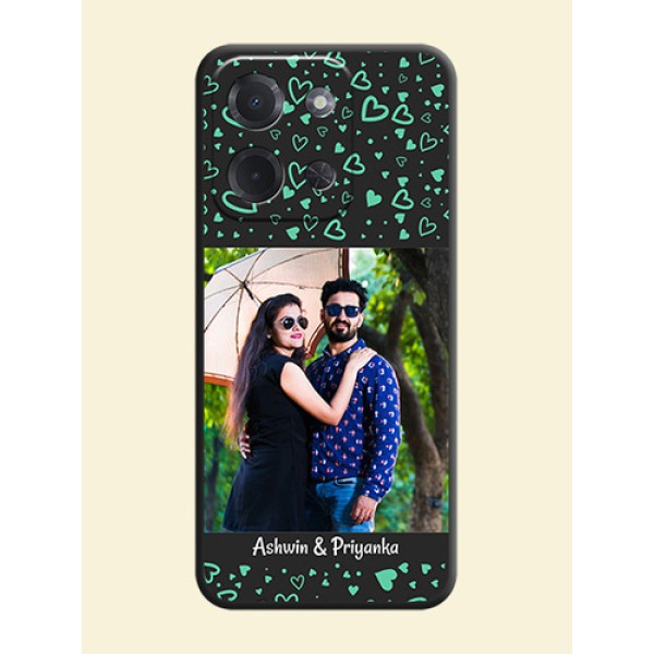 Sea Green Indefinite Love Pattern on Photo On Space Black Custom Soft Matte Mobile Back Cover - Poco C85 5G Sea Green Indefinite Love Pattern on Photo On Space Black Custom Soft Matte Mobile Back Cover - Poco C85 5G