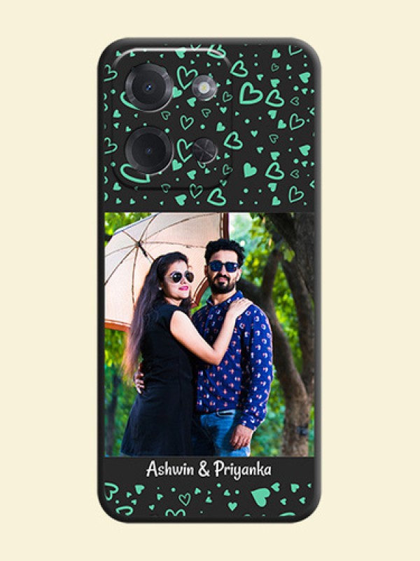 Sea Green Indefinite Love Pattern on Photo On Space Black Custom Soft Matte Mobile Back Cover - Poco C85 5G