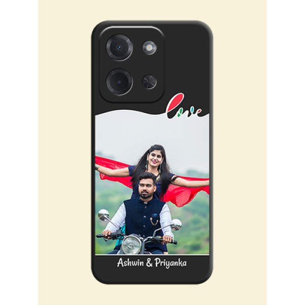 Fall in Love Pattern with Picture on Photo On Space Black Custom Soft Matte Mobile Back Cover - Poco C85 5G Fall in Love Pattern with Picture on Photo On Space Black Custom Soft Matte Mobile Back Cover - Poco C85 5G