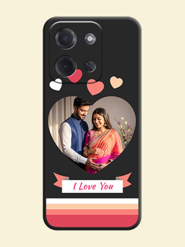 Love Shaped Photo with Colorful Stripes On Space Black Custom Soft Matte Mobile Back Cover - Poco C85 5G