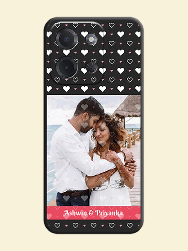 White Color Love Symbols with Text Design on Photo On Space Black Custom Soft Matte Mobile Back Cover - Poco C85 5G
