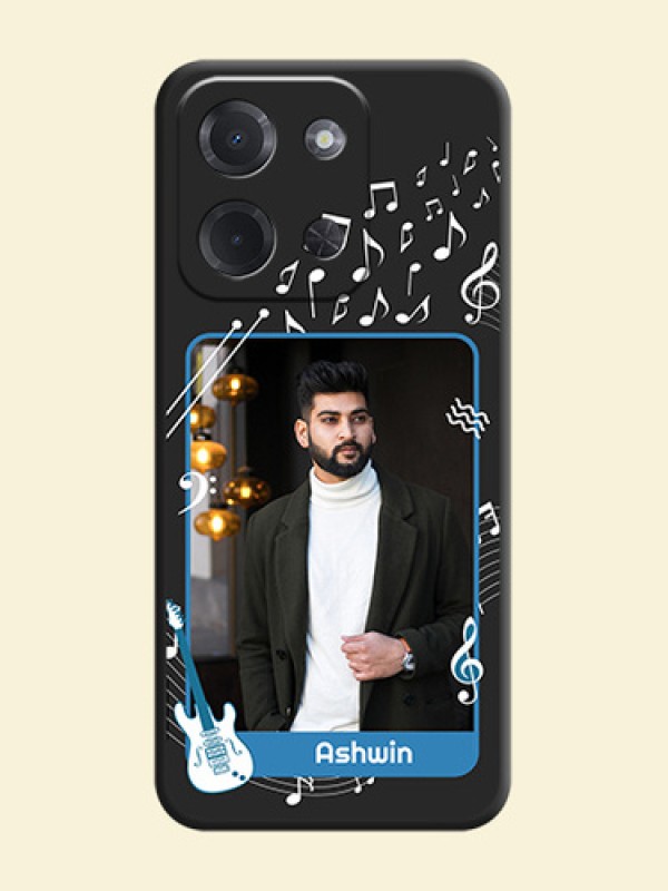 Musical Theme Design with Text on Photo On Space Black Custom Soft Matte Mobile Back Cover - Poco C85 5G