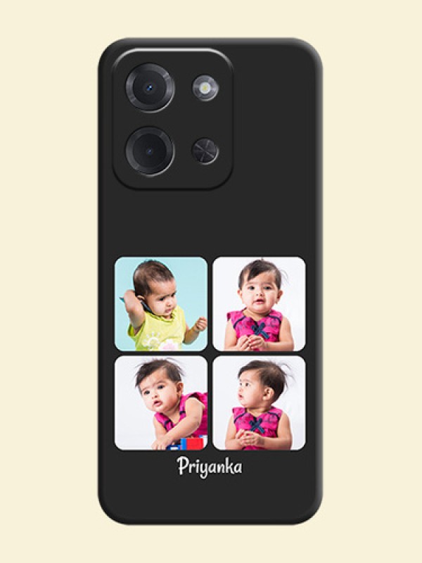 Floral Art with 6 Image Holder on Photo On Space Black Custom Soft Matte Mobile Back Cover - Poco C85 5G