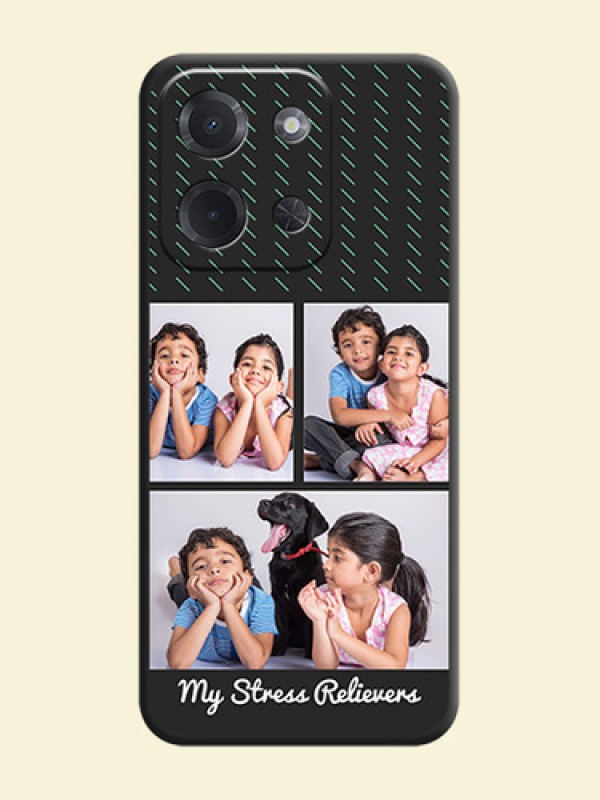 Cross Dotted Pattern with 2 Image Holder On Space Black Custom Soft Matte Mobile Back Cover - Poco C85 5G
