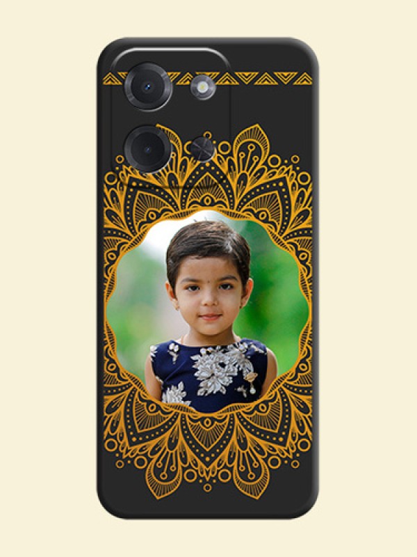 Round Image with Floral Design On Space Black Custom Soft Matte Mobile Back Cover - Poco C85 5G