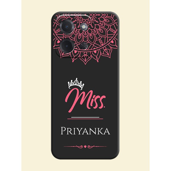 Mrs Name with Floral Design On Space Black Custom Soft Matte Mobile Back Cover - Poco C85 5G Mrs Name with Floral Design On Space Black Custom Soft Matte Mobile Back Cover - Poco C85 5G