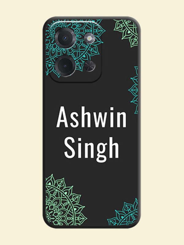 Your Name with Floral Design On Space Black Custom Soft Matte Mobile Back Cover - Poco C85 5G