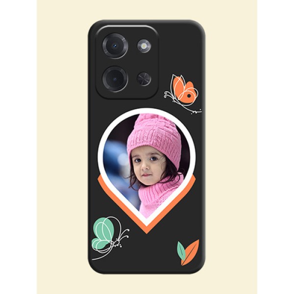 Upload Pic With Simple Butterly Design On Space Black Custom Soft Matte Mobile Back Cover - Poco C85 5G Upload Pic With Simple Butterly Design On Space Black Custom Soft Matte Mobile Back Cover - Poco C85 5G