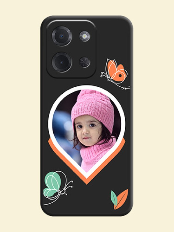 Upload Pic With Simple Butterly Design On Space Black Custom Soft Matte Mobile Back Cover - Poco C85 5G