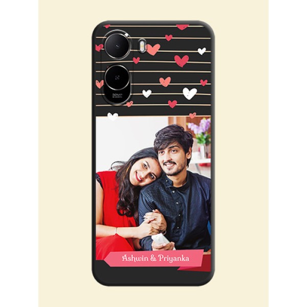 Love Pattern with Name on Pink Ribbon on Photo On Space Black Custom Soft Matte Mobile Back Cover - Poco C85X 5G Love Pattern with Name on Pink Ribbon on Photo On Space Black Custom Soft Matte Mobile Back Cover - Poco C85X 5G