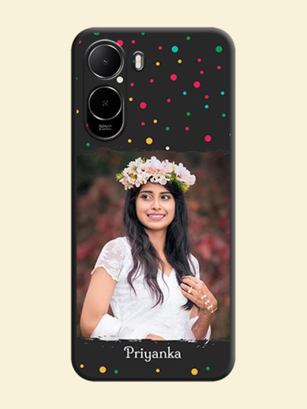 Multicolor Dotted Pattern with Text On Space Black Custom Soft Matte Mobile Back Cover - Poco C85X 5G