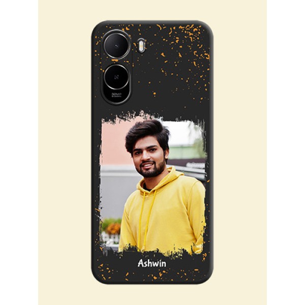 Spray Free Design on Photo On Space Black Custom Soft Matte Mobile Back Cover - Poco C85X 5G Spray Free Design on Photo On Space Black Custom Soft Matte Mobile Back Cover - Poco C85X 5G