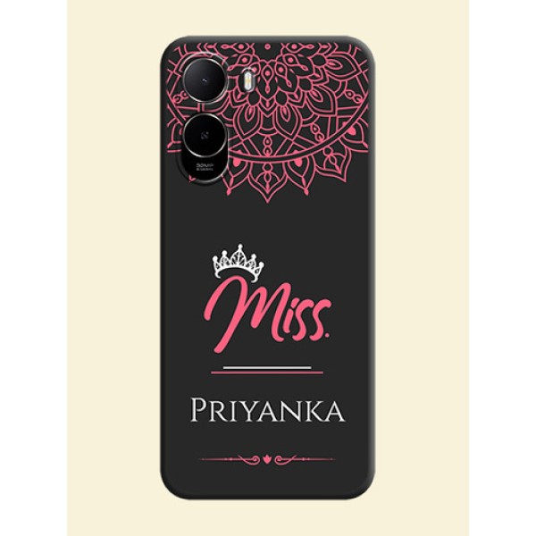 Mrs Name with Floral Design On Space Black Custom Soft Matte Mobile Back Cover - Poco C85X 5G Mrs Name with Floral Design On Space Black Custom Soft Matte Mobile Back Cover - Poco C85X 5G