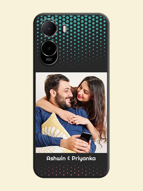 Faded Dots with Grunge Photo Frame and Text On Space Black Custom Soft Matte Mobile Back Cover - Poco C85X 5G