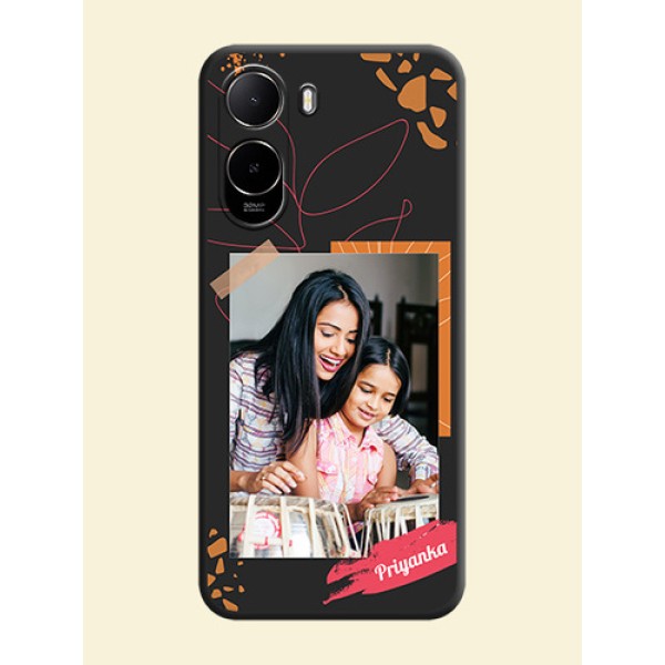 Orange Photo Frame On Space Black Custom Soft Matte Mobile Back Cover - Poco C85X 5G Orange Photo Frame On Space Black Custom Soft Matte Mobile Back Cover - Poco C85X 5G