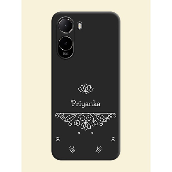 Lotus Garden Custom Text On Space Black Custom Soft Matte Mobile Back Cover - Poco C85X 5G Lotus Garden Custom Text On Space Black Custom Soft Matte Mobile Back Cover - Poco C85X 5G