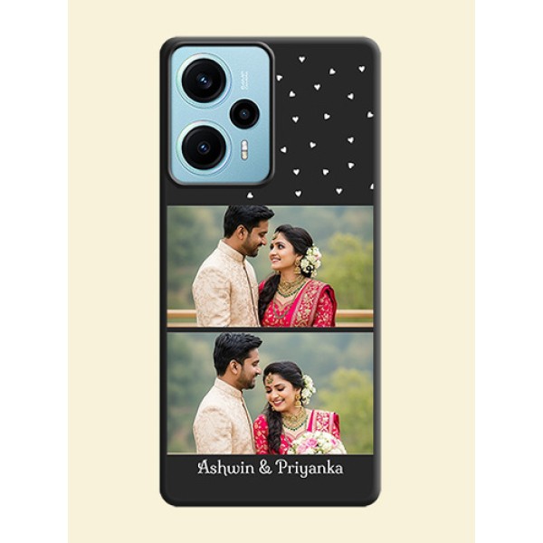 Miniature Love Symbols with Name On Space Black Custom Soft Matte Mobile Back Cover - Poco F5 Miniature Love Symbols with Name On Space Black Custom Soft Matte Mobile Back Cover - Poco F5