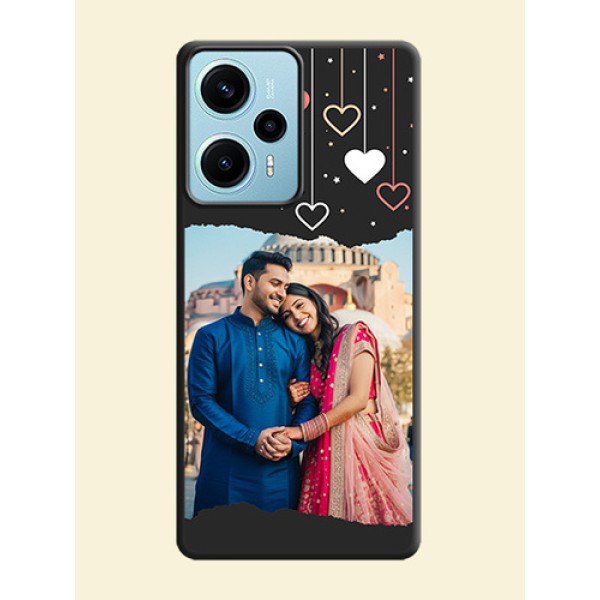 Love Hangings with Splash Wave Picture On Space Black Custom Soft Matte Mobile Back Cover - Poco F5 Love Hangings with Splash Wave Picture On Space Black Custom Soft Matte Mobile Back Cover - Poco F5