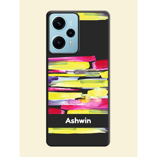 Brush Coloured On Space Black Custom Soft Matte Mobile Back Cover - Poco F5 Brush Coloured On Space Black Custom Soft Matte Mobile Back Cover - Poco F5