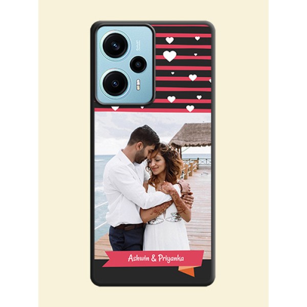White Color Love Symbols with Pink Lines Pattern On Space Black Custom Soft Matte Mobile Back Cover - Poco F5 White Color Love Symbols with Pink Lines Pattern On Space Black Custom Soft Matte Mobile Back Cover - Poco F5