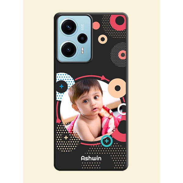 Multicoloured Round Image On Space Black Custom Soft Matte Mobile Back Cover - Poco F5 Multicoloured Round Image On Space Black Custom Soft Matte Mobile Back Cover - Poco F5