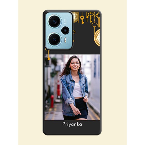 Decorative Design with Text On Space Black Custom Soft Matte Mobile Back Cover - Poco F5 Decorative Design with Text On Space Black Custom Soft Matte Mobile Back Cover - Poco F5
