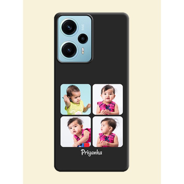 Floral Art with 6 Image Holder on Photo On Space Black Custom Soft Matte Mobile Back Cover - Poco F5 Floral Art with 6 Image Holder on Photo On Space Black Custom Soft Matte Mobile Back Cover - Poco F5