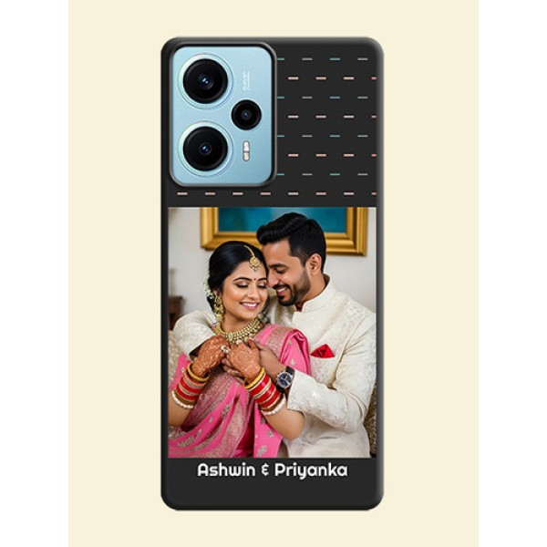 Line Pattern Design with Text On Space Black Custom Soft Matte Mobile Back Cover - Poco F5