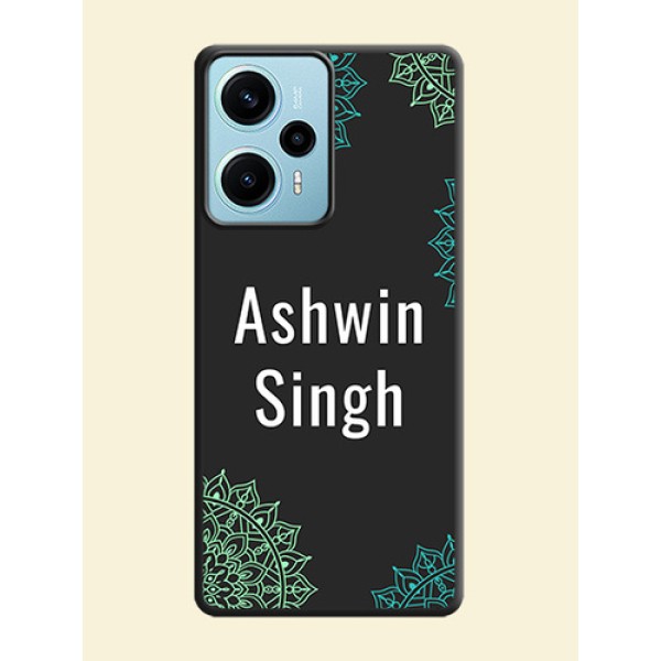 Your Name with Floral Design On Space Black Custom Soft Matte Mobile Back Cover - Poco F5 Your Name with Floral Design On Space Black Custom Soft Matte Mobile Back Cover - Poco F5