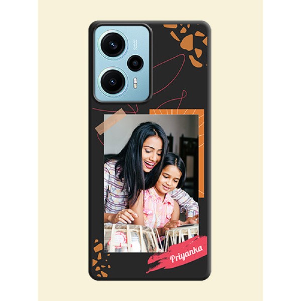 Orange Photo Frame On Space Black Custom Soft Matte Mobile Back Cover - Poco F5 Orange Photo Frame On Space Black Custom Soft Matte Mobile Back Cover - Poco F5