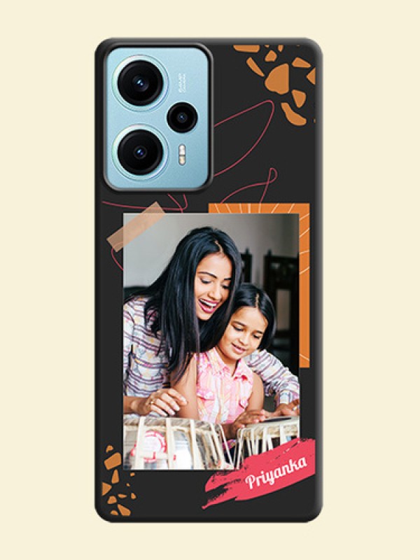 Orange Photo Frame On Space Black Custom Soft Matte Mobile Back Cover - Poco F5