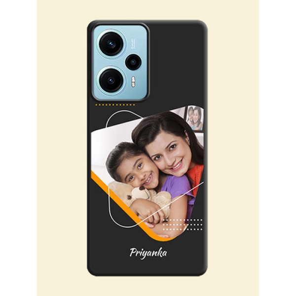 Yellow Triangle on Photo On Space Black Custom Soft Matte Mobile Back Cover - Poco F5