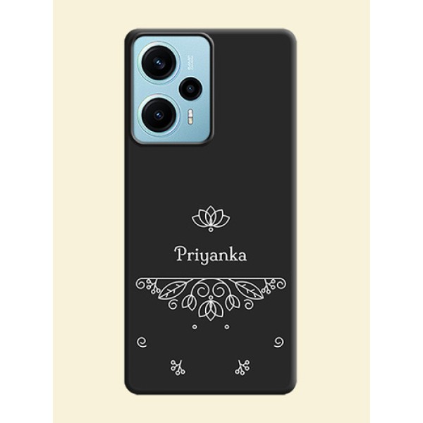 Lotus Garden Custom Text On Space Black Custom Soft Matte Mobile Back Cover - Poco F5 Lotus Garden Custom Text On Space Black Custom Soft Matte Mobile Back Cover - Poco F5