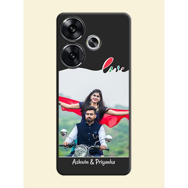 Fall in Love Pattern with Picture on Photo On Space Black Custom Soft Matte Mobile Back Cover - Poco F6 5G