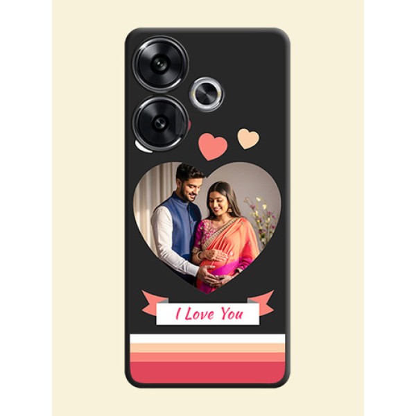 Love Shaped Photo with Colorful Stripes On Space Black Custom Soft Matte Mobile Back Cover - Poco F6 5G Love Shaped Photo with Colorful Stripes On Space Black Custom Soft Matte Mobile Back Cover - Poco F6 5G