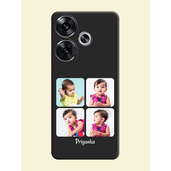 Floral Art with 6 Image Holder on Photo On Space Black Custom Soft Matte Mobile Back Cover - Poco F6 5G Floral Art with 6 Image Holder on Photo On Space Black Custom Soft Matte Mobile Back Cover - Poco F6 5G