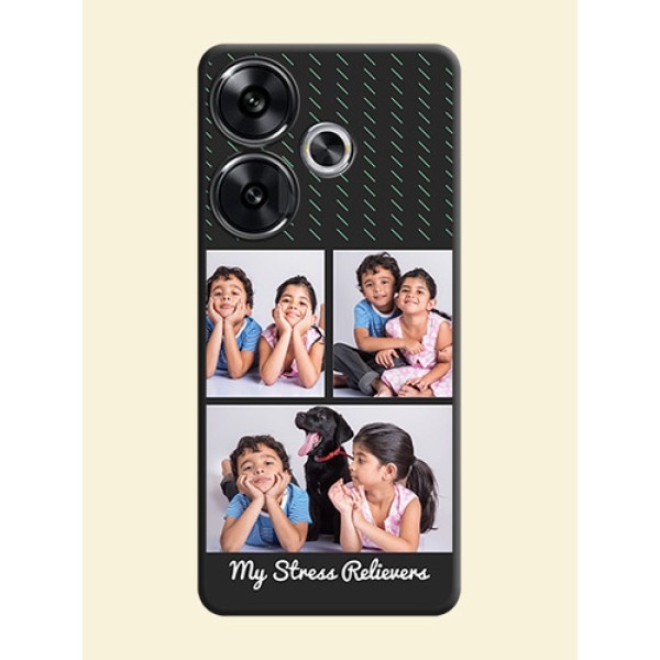 Cross Dotted Pattern with 2 Image Holder On Space Black Custom Soft Matte Mobile Back Cover - Poco F6 5G Cross Dotted Pattern with 2 Image Holder On Space Black Custom Soft Matte Mobile Back Cover - Poco F6 5G
