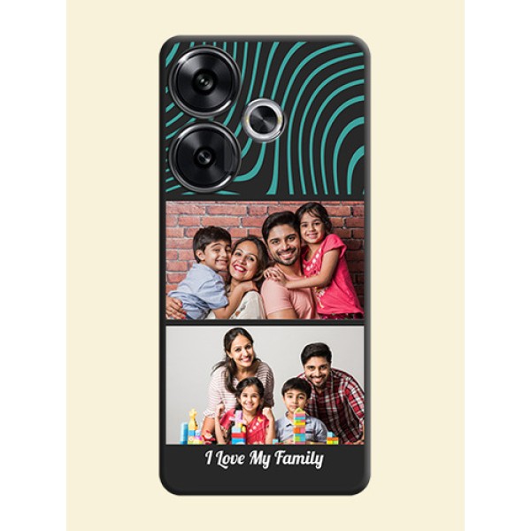 Wave Pattern with 2 Image Holder On Space Black Custom Soft Matte Mobile Back Cover - Poco F6 5G Wave Pattern with 2 Image Holder On Space Black Custom Soft Matte Mobile Back Cover - Poco F6 5G