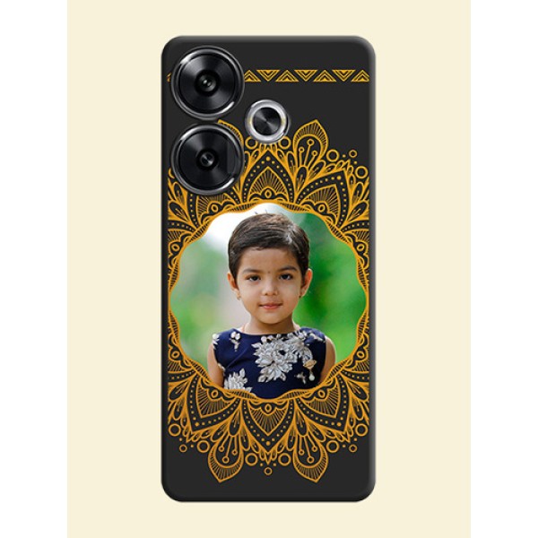 Round Image with Floral Design On Space Black Custom Soft Matte Mobile Back Cover - Poco F6 5G Round Image with Floral Design On Space Black Custom Soft Matte Mobile Back Cover - Poco F6 5G