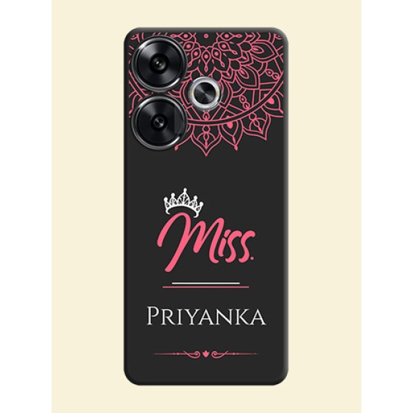 Mrs Name with Floral Design On Space Black Custom Soft Matte Mobile Back Cover - Poco F6 5G Mrs Name with Floral Design On Space Black Custom Soft Matte Mobile Back Cover - Poco F6 5G