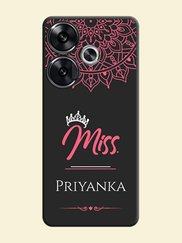 Mrs Name with Floral Design On Space Black Custom Soft Matte Mobile Back Cover - Poco F6 5G