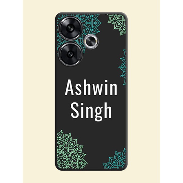 Your Name with Floral Design On Space Black Custom Soft Matte Mobile Back Cover - Poco F6 5G Your Name with Floral Design On Space Black Custom Soft Matte Mobile Back Cover - Poco F6 5G