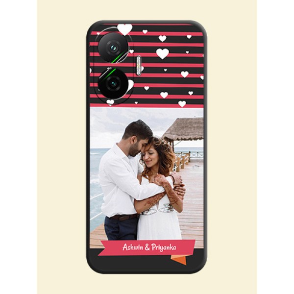 White Color Love Symbols with Pink Lines Pattern On Space Black Custom Soft Matte Mobile Back Cover - Poco F7 5G White Color Love Symbols with Pink Lines Pattern On Space Black Custom Soft Matte Mobile Back Cover - Poco F7 5G