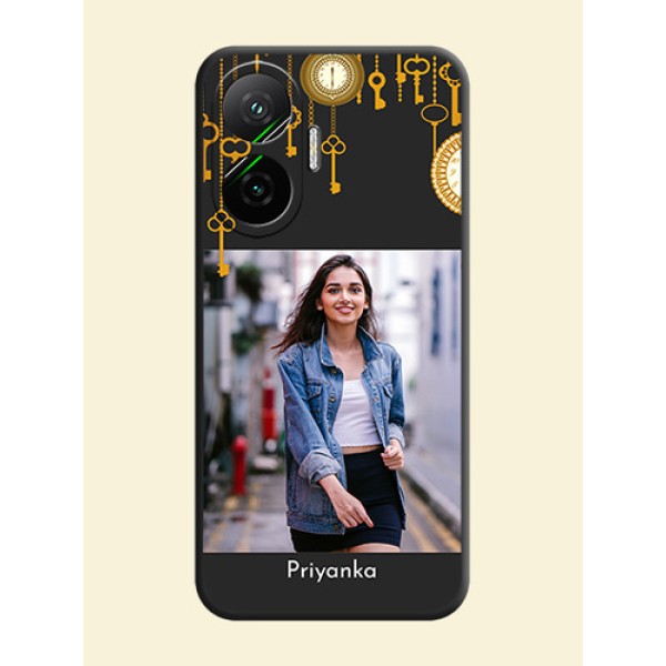 Decorative Design with Text On Space Black Custom Soft Matte Mobile Back Cover - Poco F7 5G Decorative Design with Text On Space Black Custom Soft Matte Mobile Back Cover - Poco F7 5G