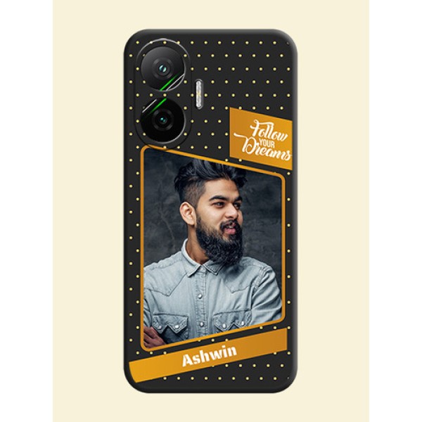 Follow Your Dreams with White Dots On Space Black Custom Soft Matte Mobile Back Cover - Poco F7 5G Follow Your Dreams with White Dots On Space Black Custom Soft Matte Mobile Back Cover - Poco F7 5G