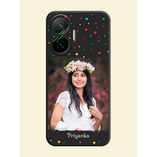 Multicolor Dotted Pattern with Text On Space Black Custom Soft Matte Mobile Back Cover - Poco F7 5G